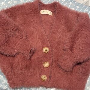Rylee + Cru Dusty Rose Fuzzy Cardigan